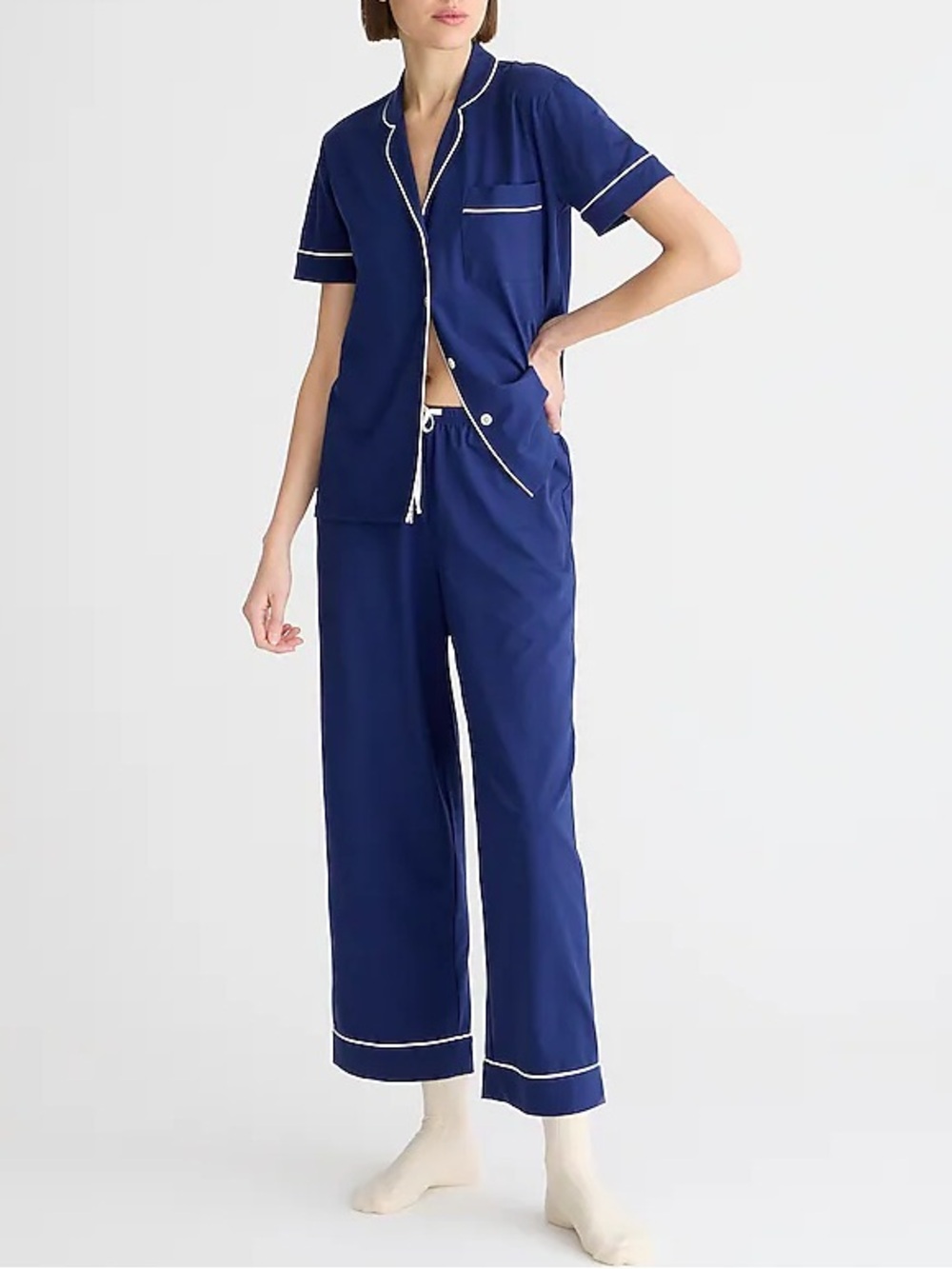 J Crew dreamy cotton blend short sleeve pyjama pant set L pajama timeless India